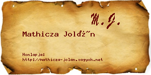 Mathicza Jolán névjegykártya